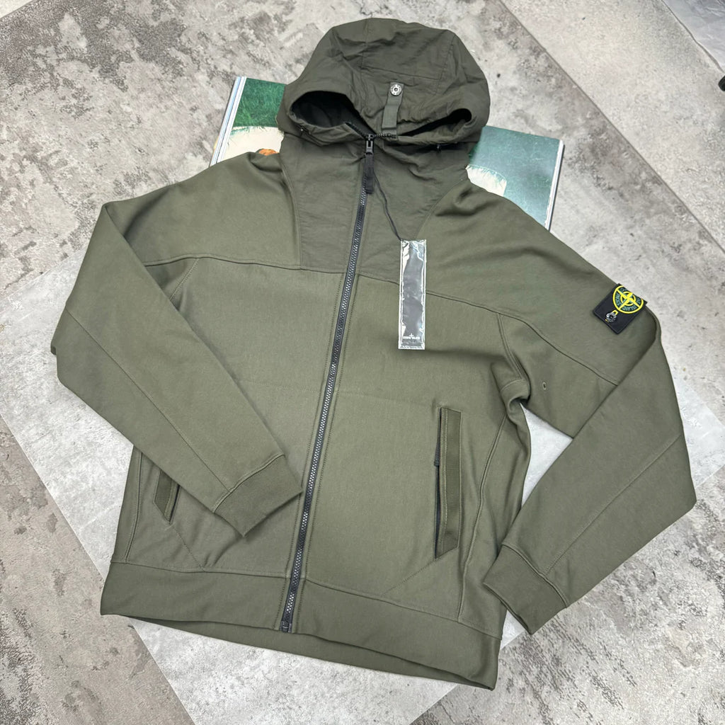 STONE ISLAND HOODED JACKET KHAKI