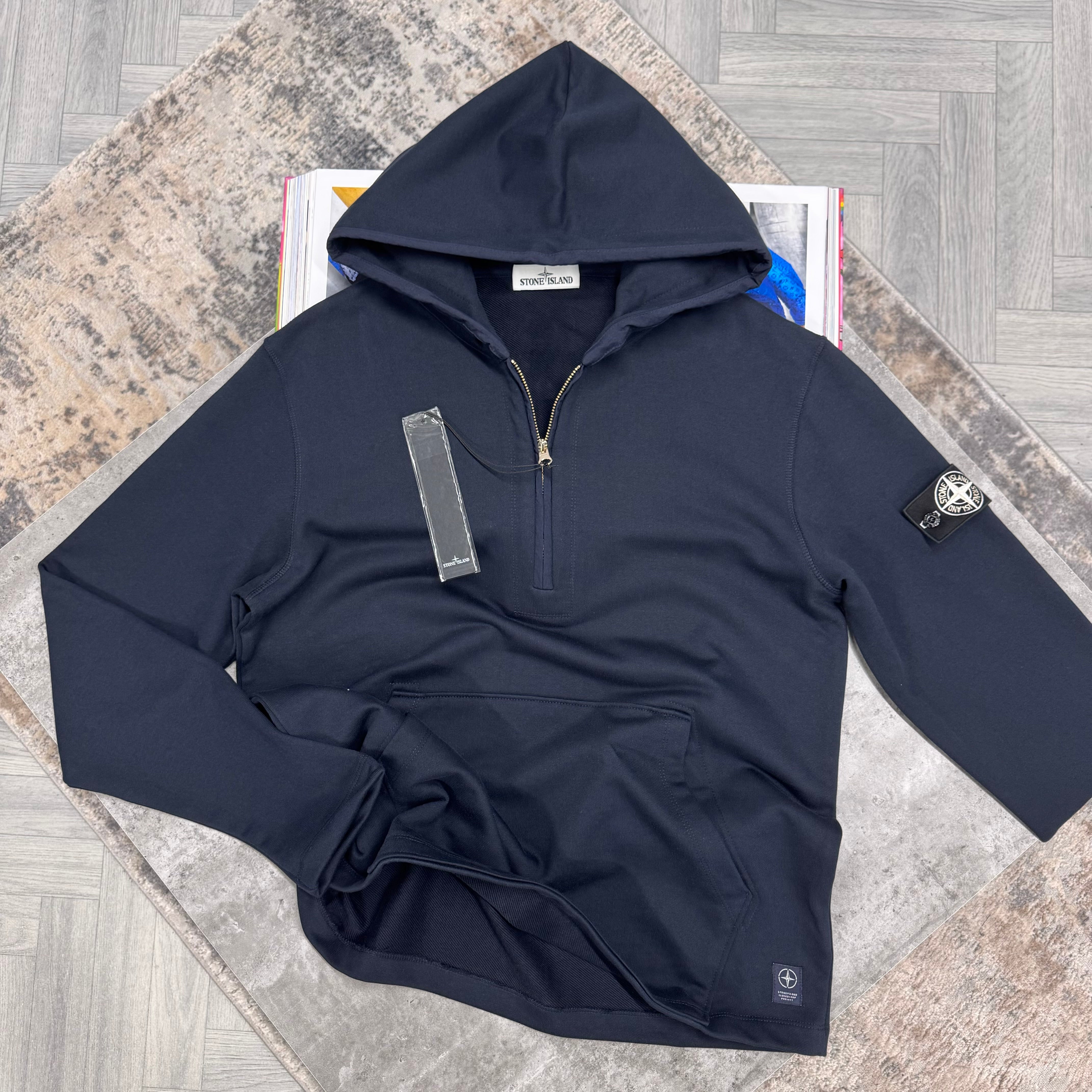 STONEY HALF ZIP HOODIE - NAVY