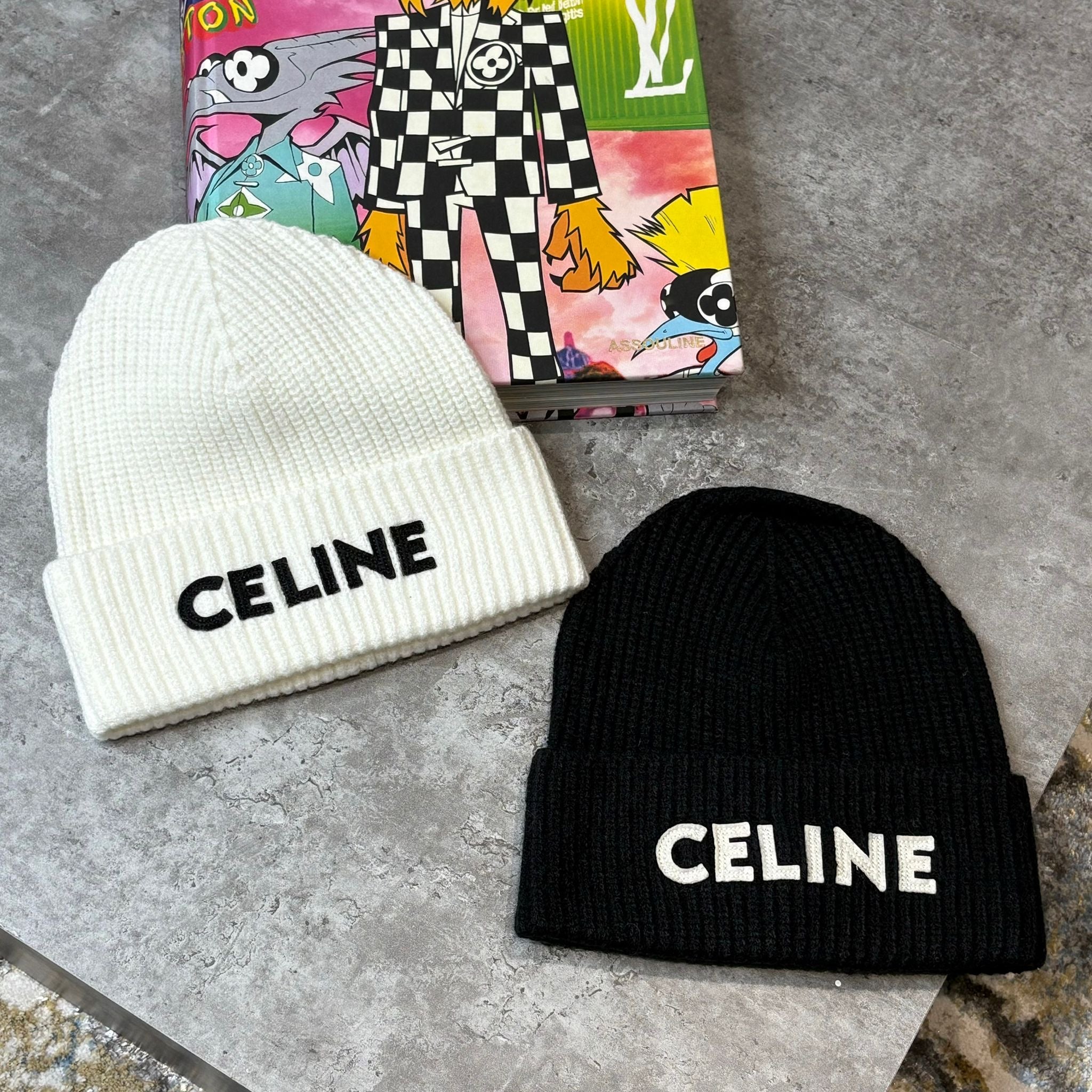 CELINE BEANIE - BLACK & WHITE