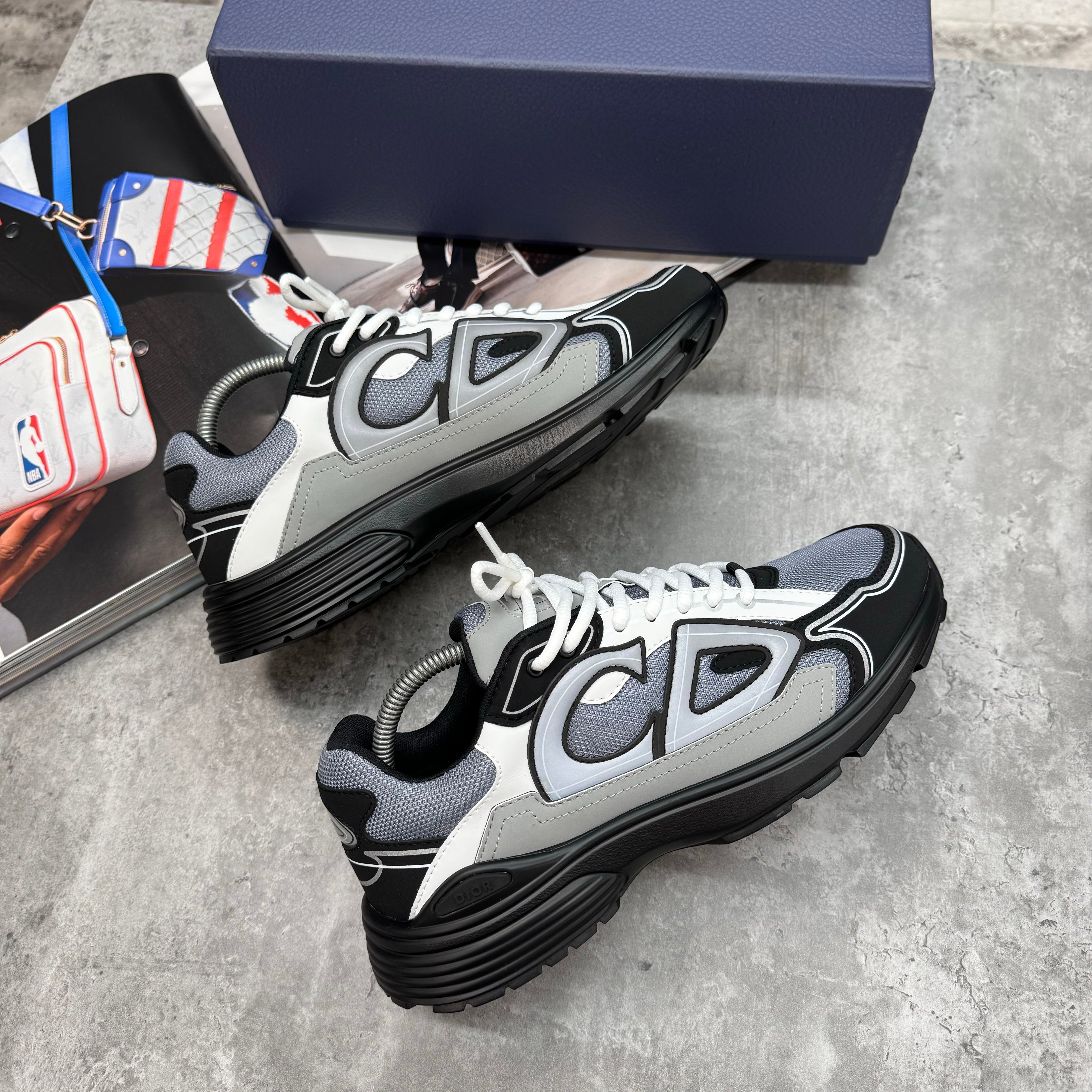 DIOR B30 TRAINERS - BLACK / GREY