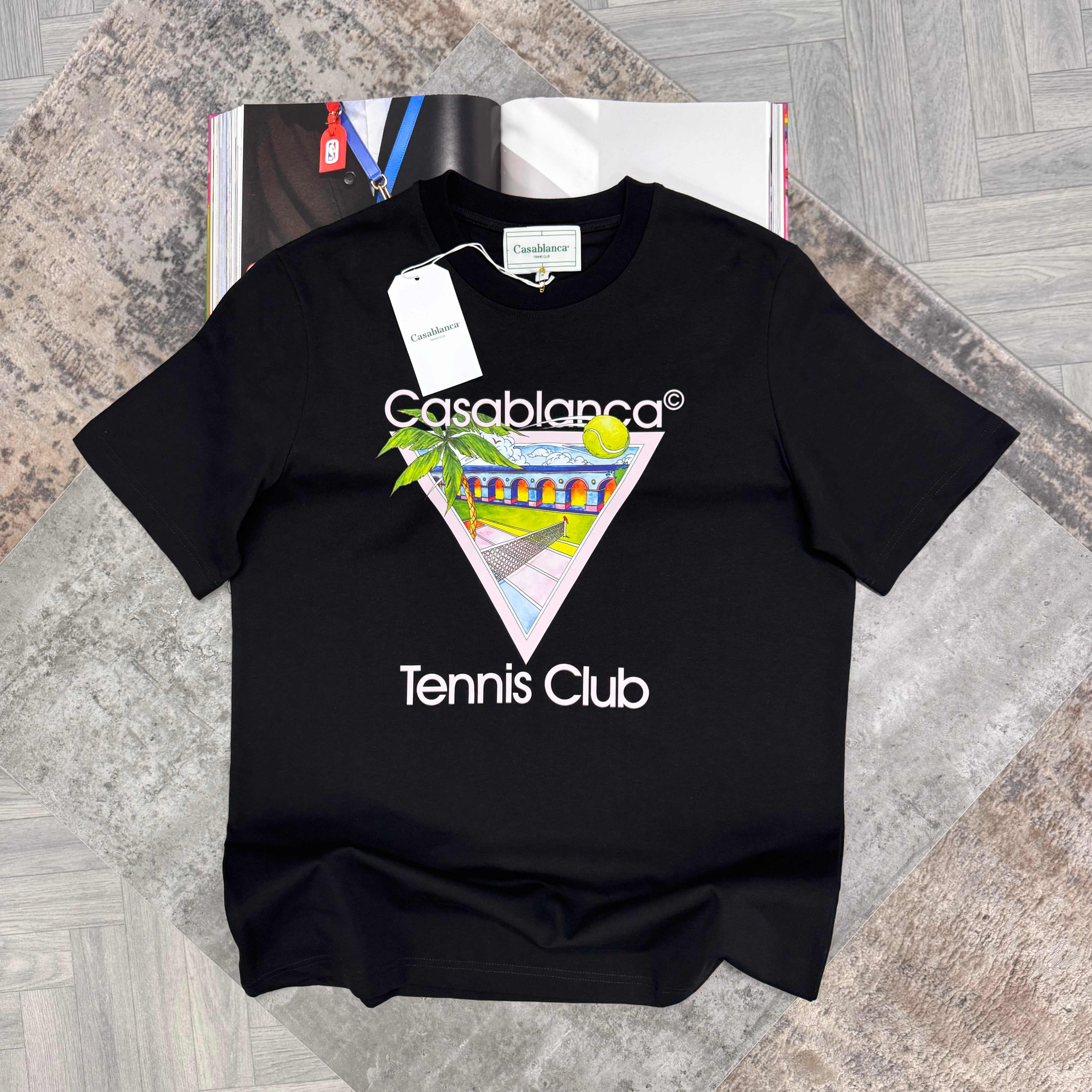 CASA TENNIS CLUB T SHIRT - BLACK / PINK