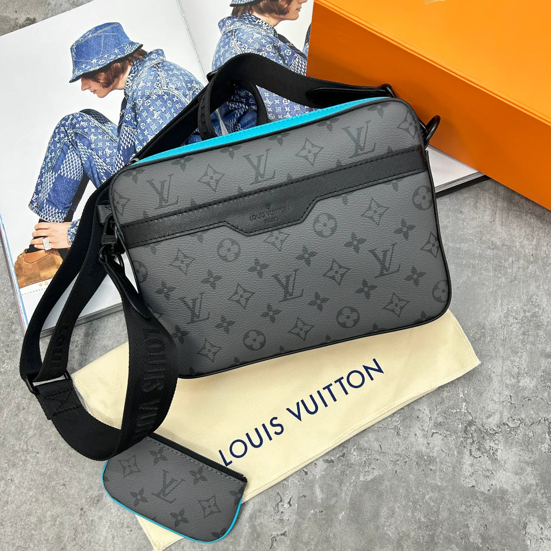 LOUIS VUITTON TRIO BAG - GREY / AQUA