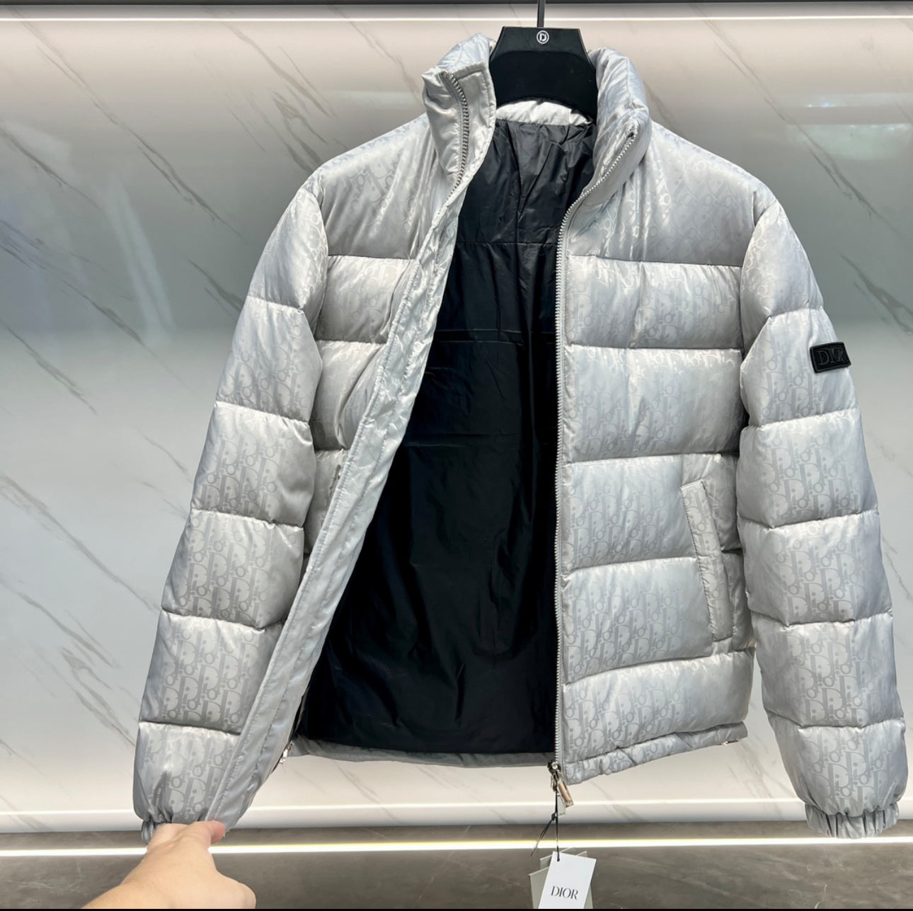 (PRE ORDER) DIOR OBLIQUE COAT - SILVER