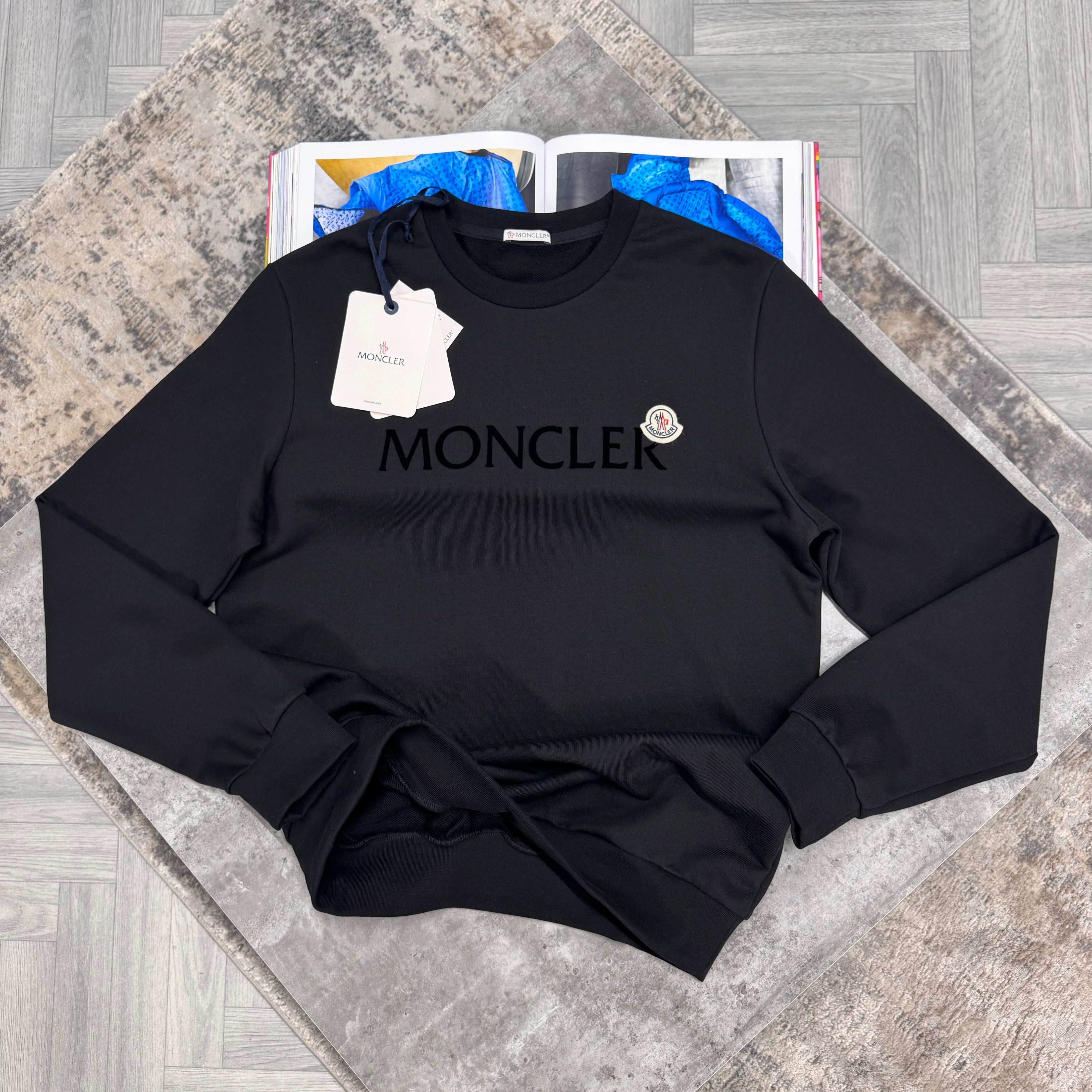 MONCLER LOGO CREWNECK JUMPER - BLACK