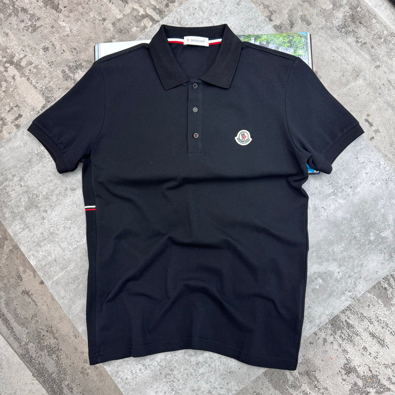 MONCLER STRIPED POLO - BLACK