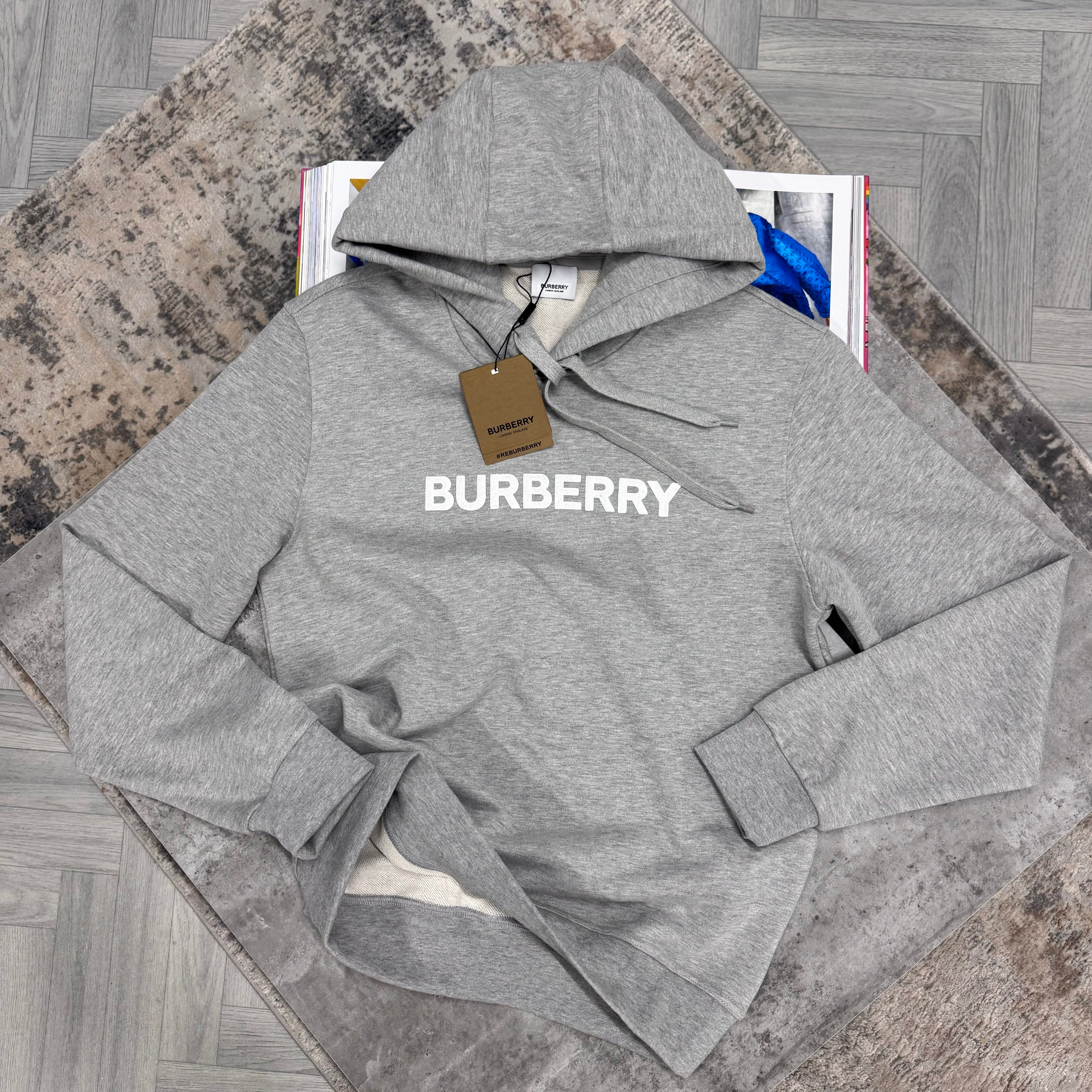 BURB LOGO HOODIE - GREY