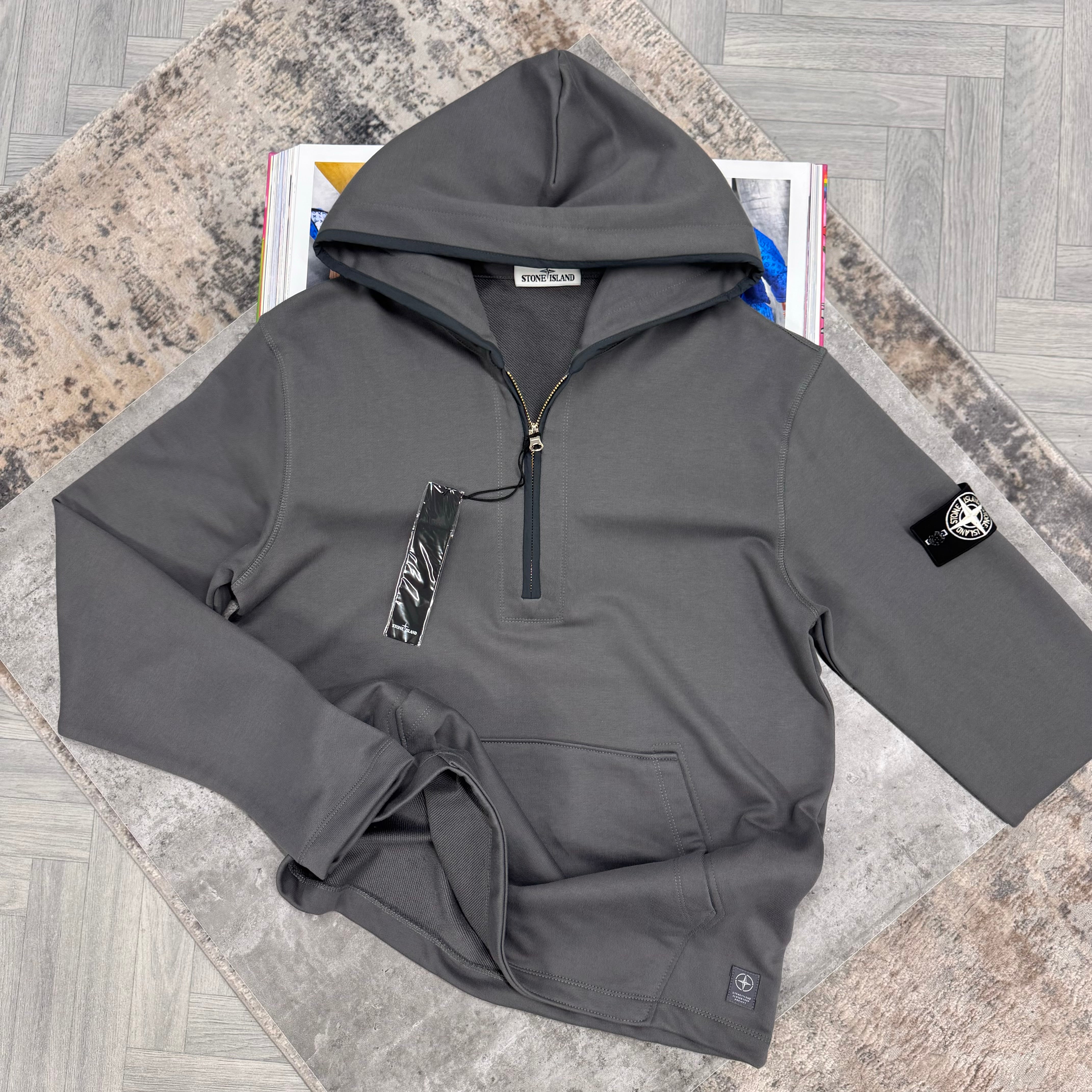 STONEY HALF ZIP HOODIE - CHARCOAL