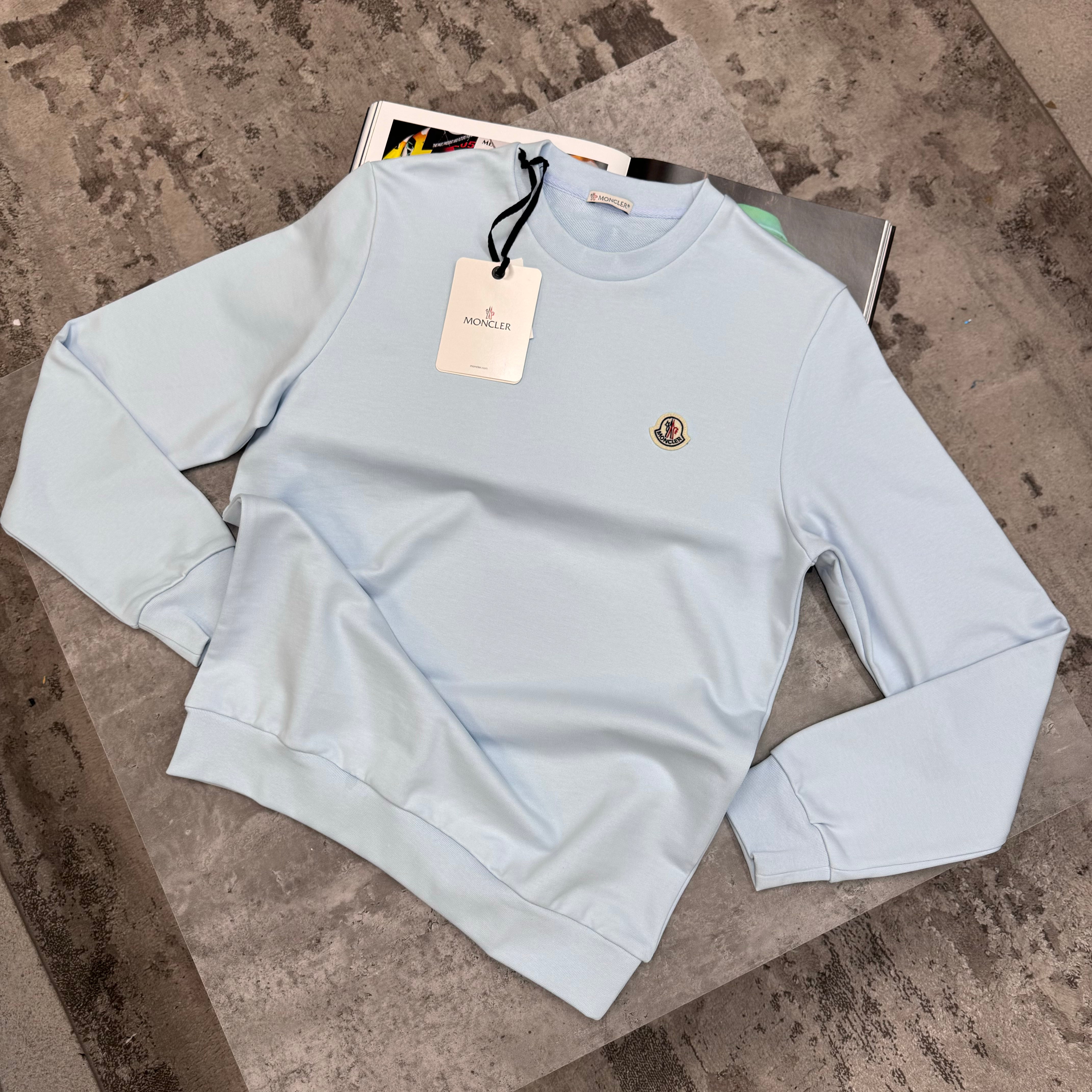 MONCLER CREWNECK JUMPER - SKY BLUE