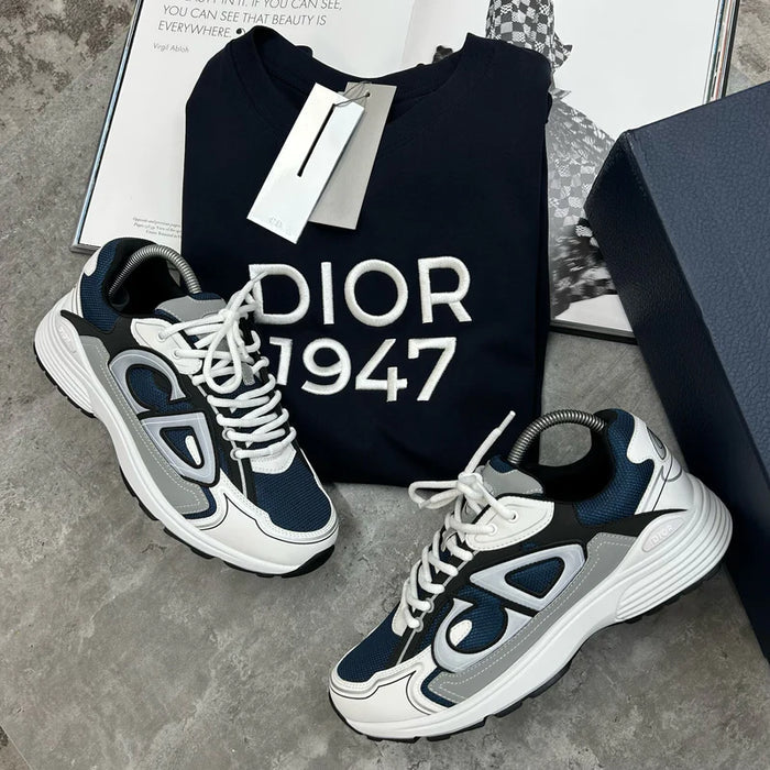 (PRE ORDER) DIOR B30 TRAINERS - WHITE / NAVY