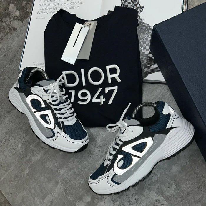 (PRE ORDER) DIOR B30 TRAINERS - WHITE / NAVY