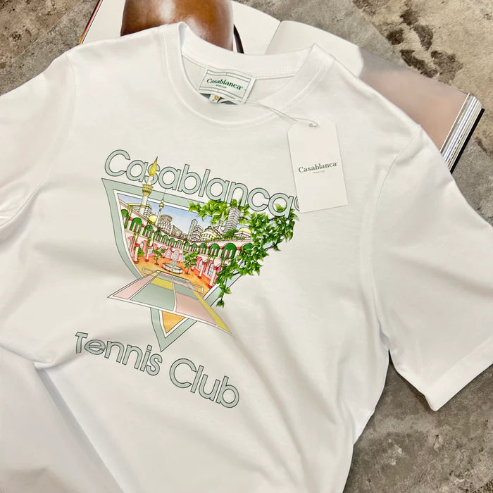 CASABLANCA TENNIS CLUB T SHIRT - WHITE / MINT