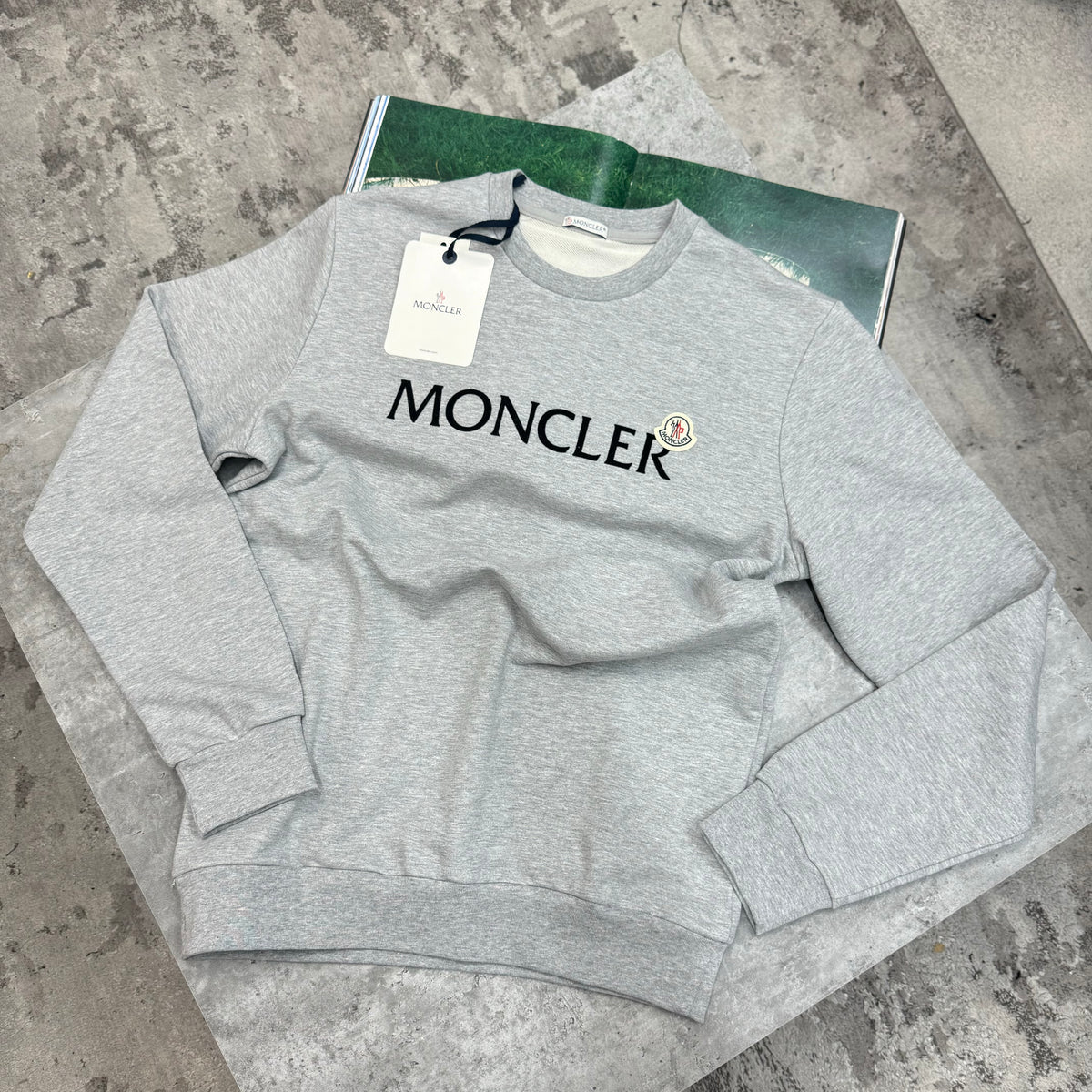 MONCLER LOGO CREWNECK JUMPER - GREY