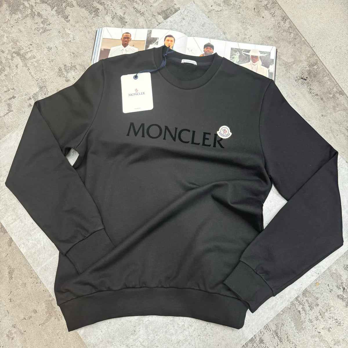 MONCLER LOGO CREWNECK JUMPER - BLACK