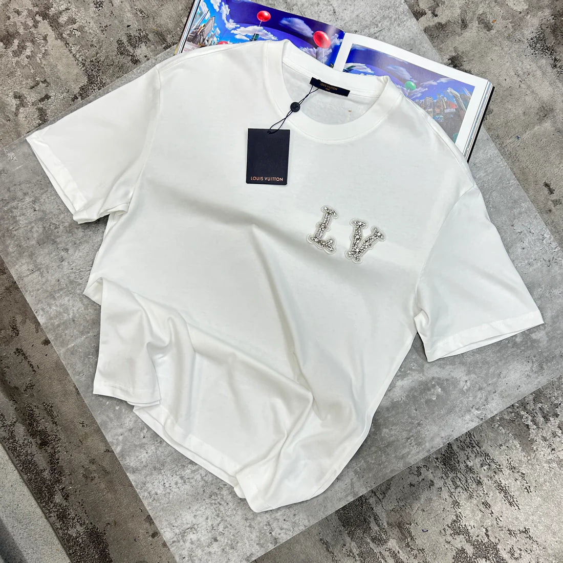 LOUIS VUITTON GEM LOGO T SHIRT - WHITE