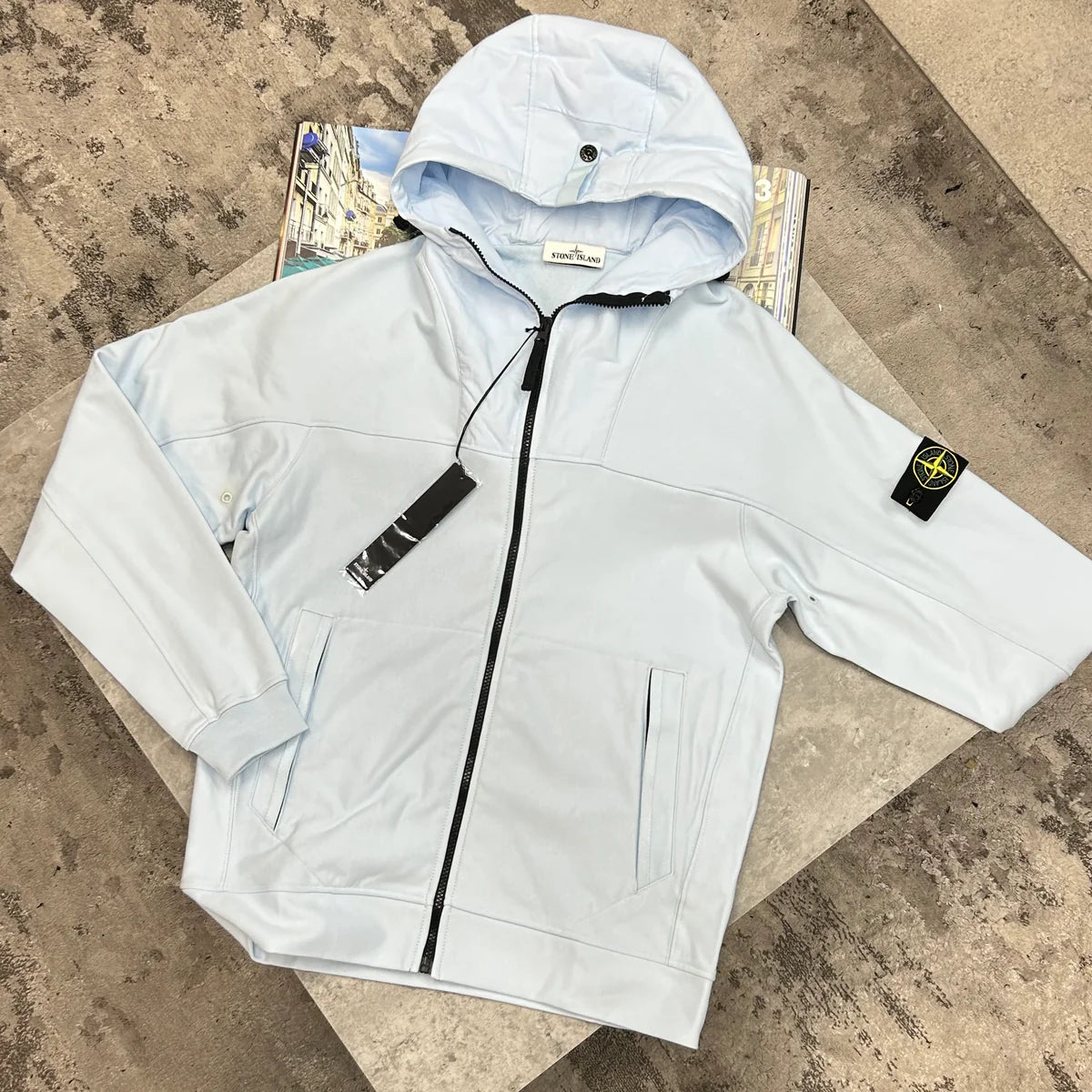 STONE ISLAND HOODED JACKET - SKY BLUE