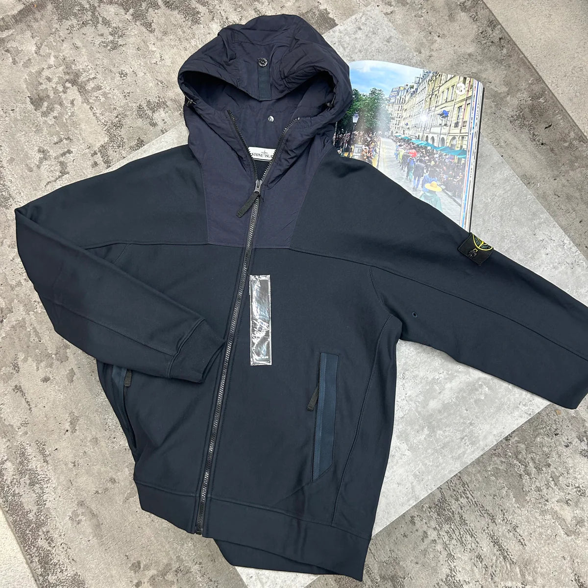 STONE ISLAND HOODED JACKET - NAVY