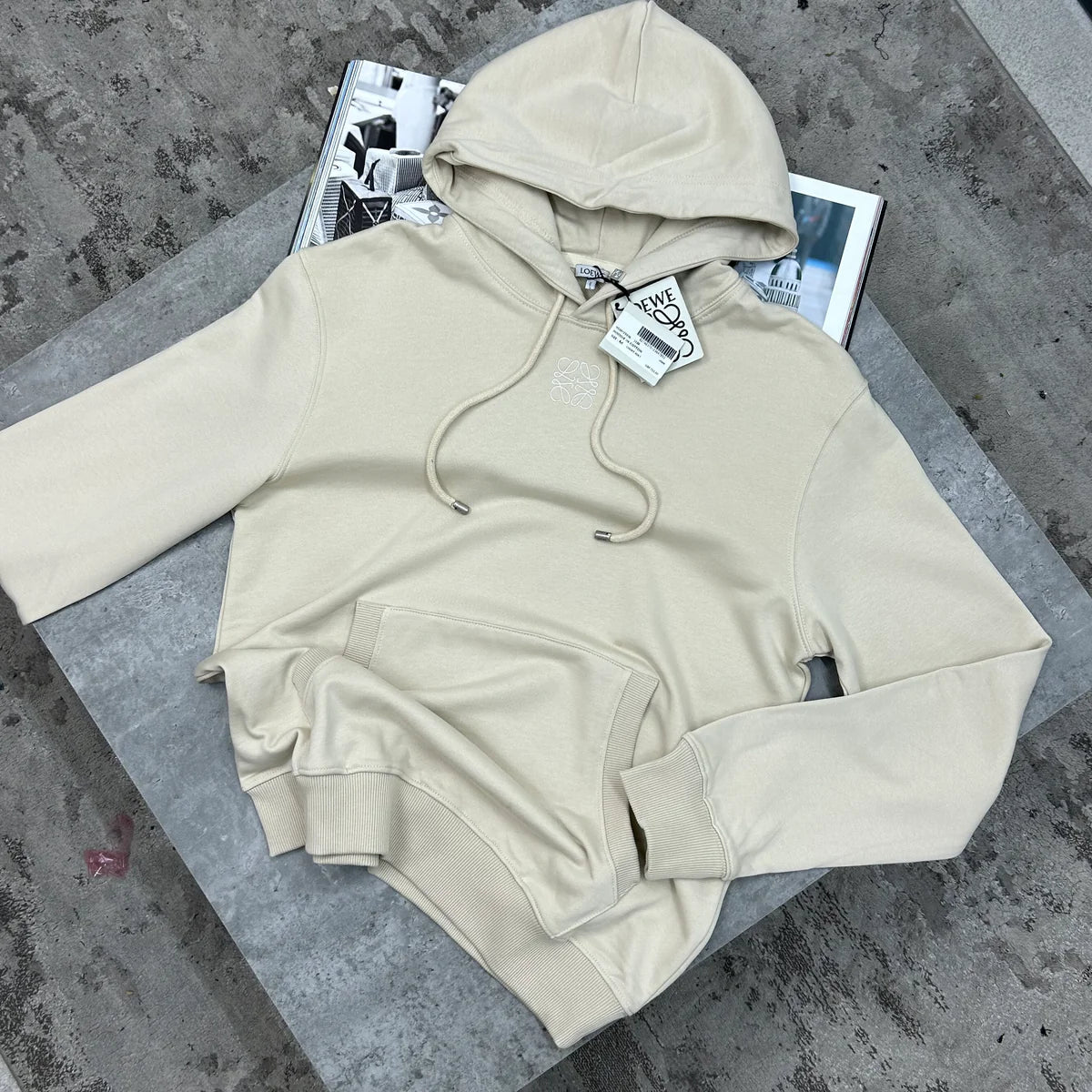 LOEWE SMALL LOGO HOODIE - CREAM