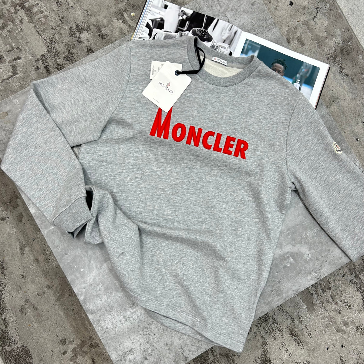 MONCLER JUMPER - GREY / RED