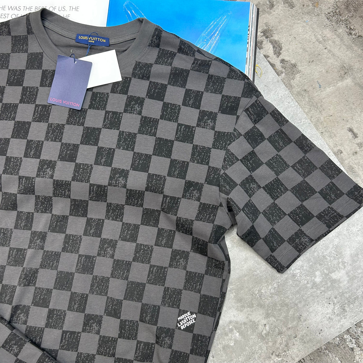 LOUIS VUITTON DAMIER PRINT T SHIRT - DARK GREY