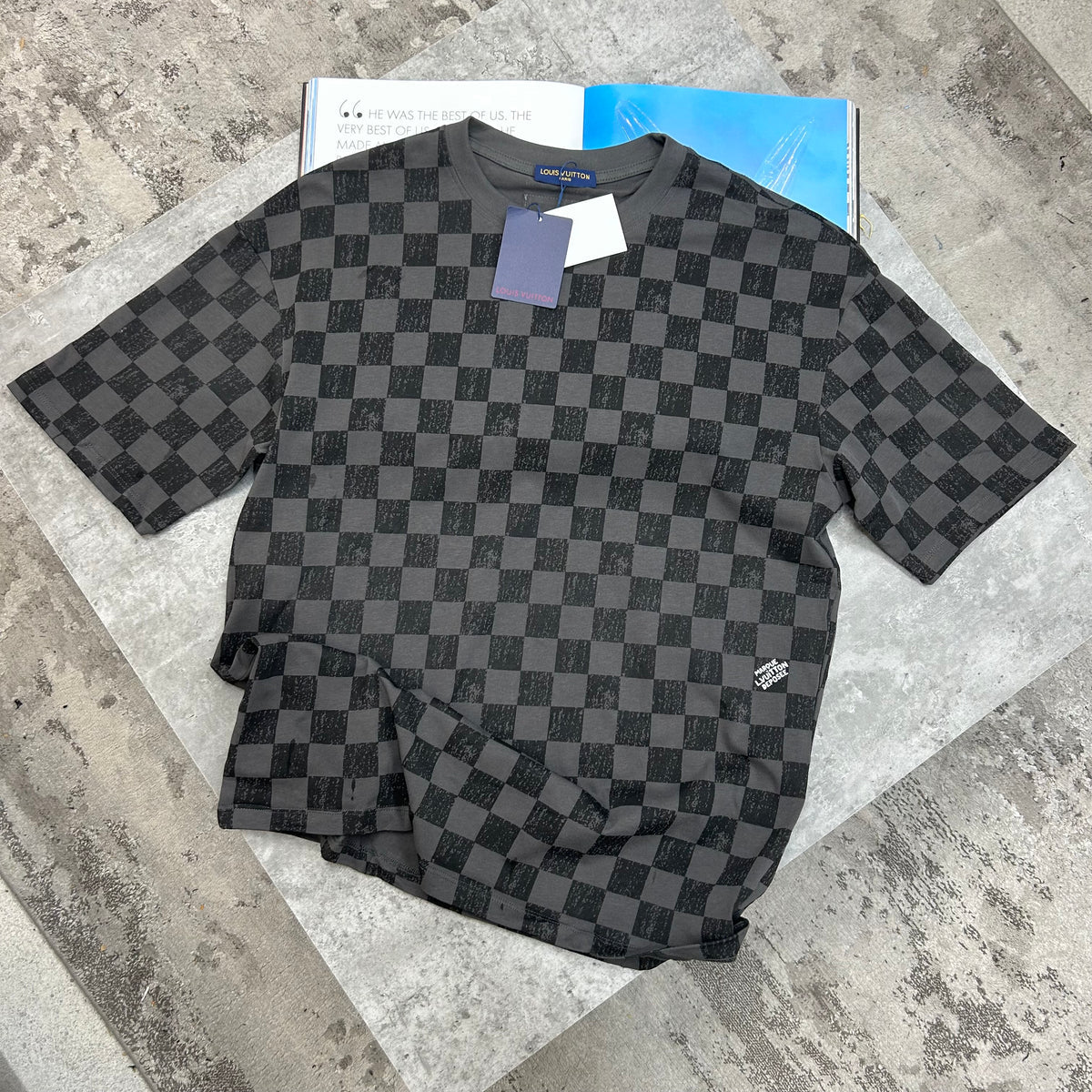 LOUIS VUITTON DAMIER PRINT T SHIRT - DARK GREY