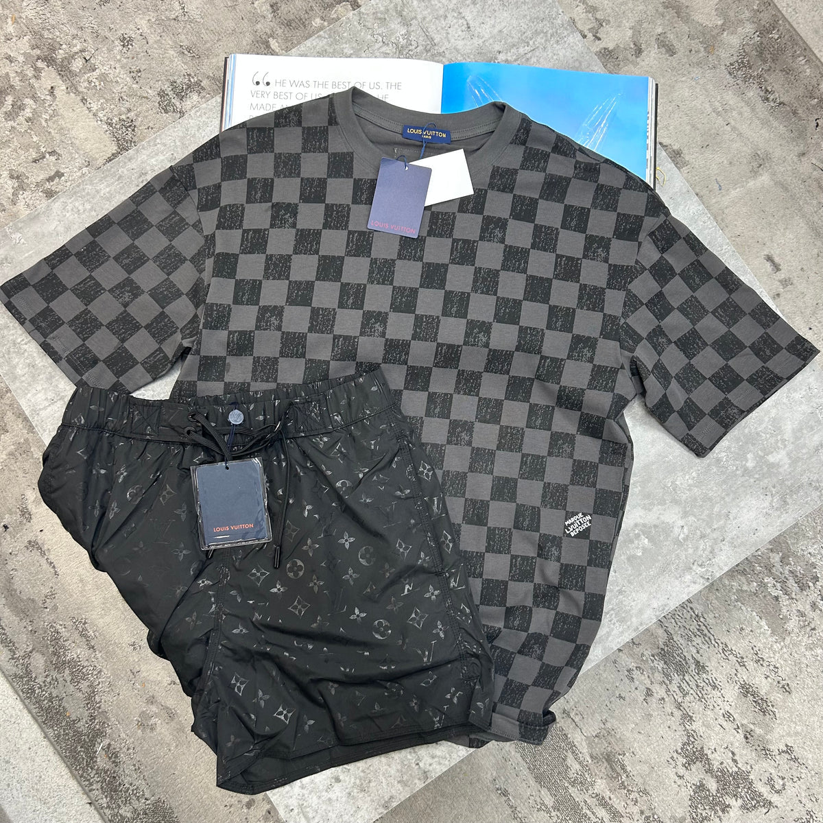 LOUIS VUITTON DAMIER PRINT T SHIRT - DARK GREY