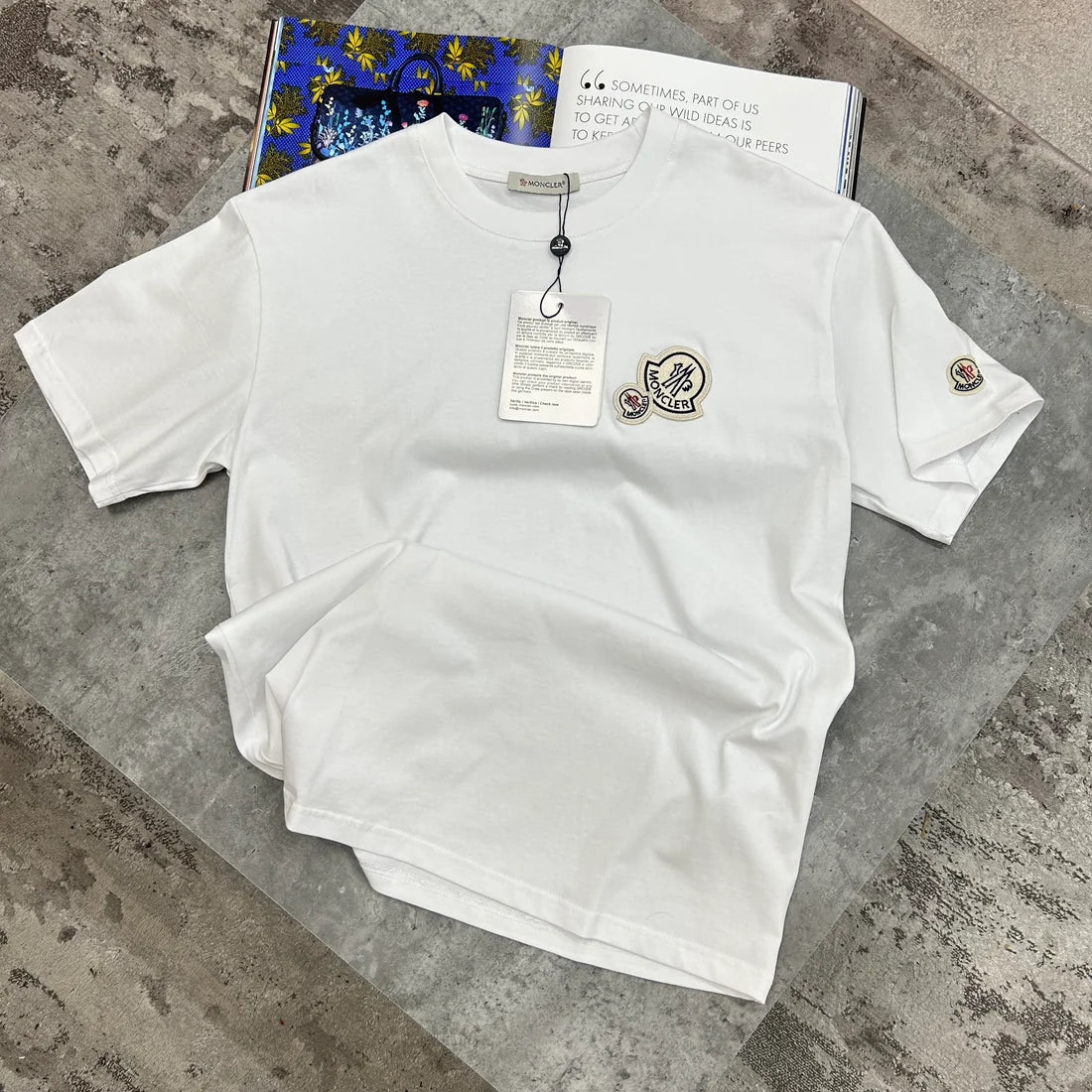 MONCLER DOUBLE BADGE T SHIRT - WHITE