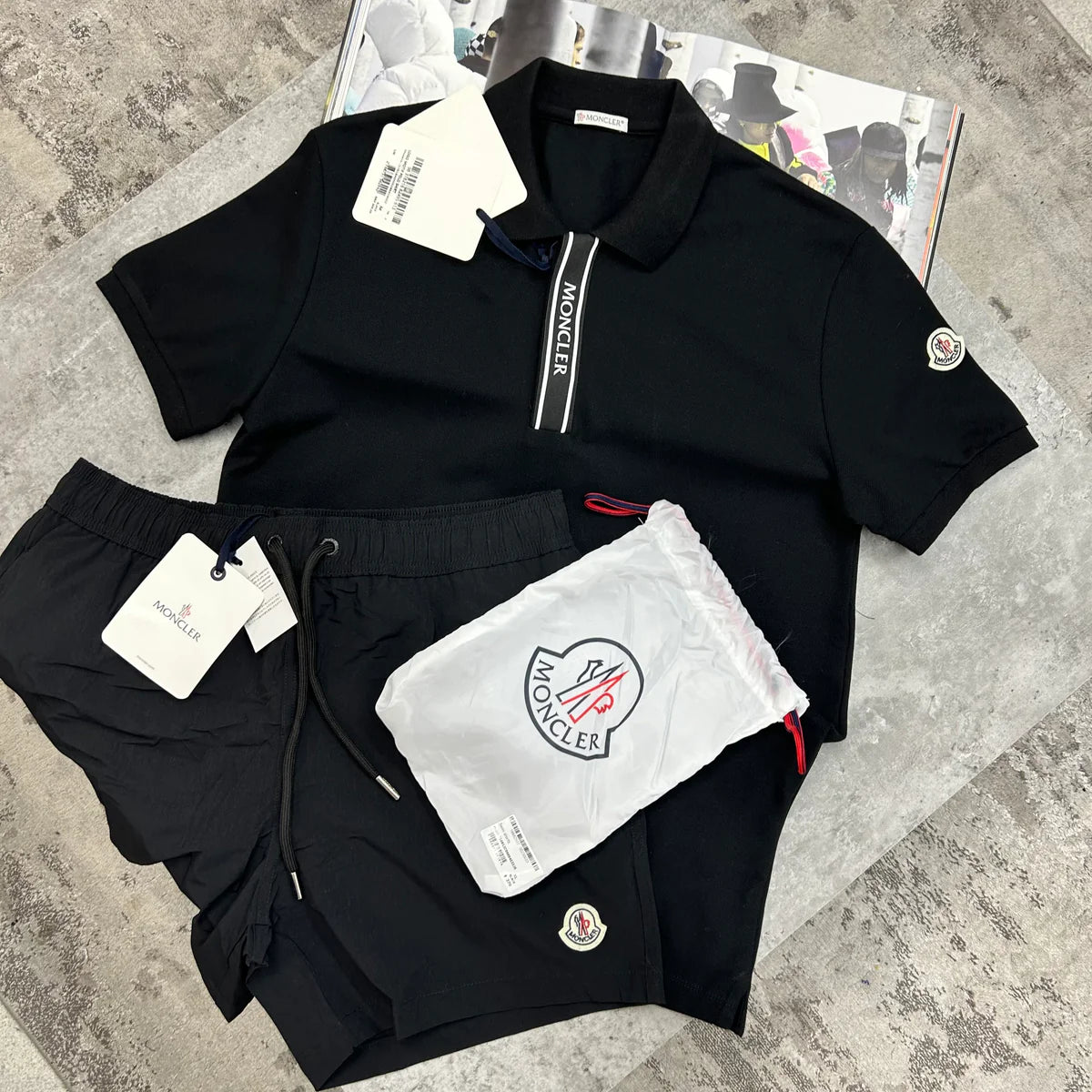 MONCLER POLO T SHIRT - BLACK