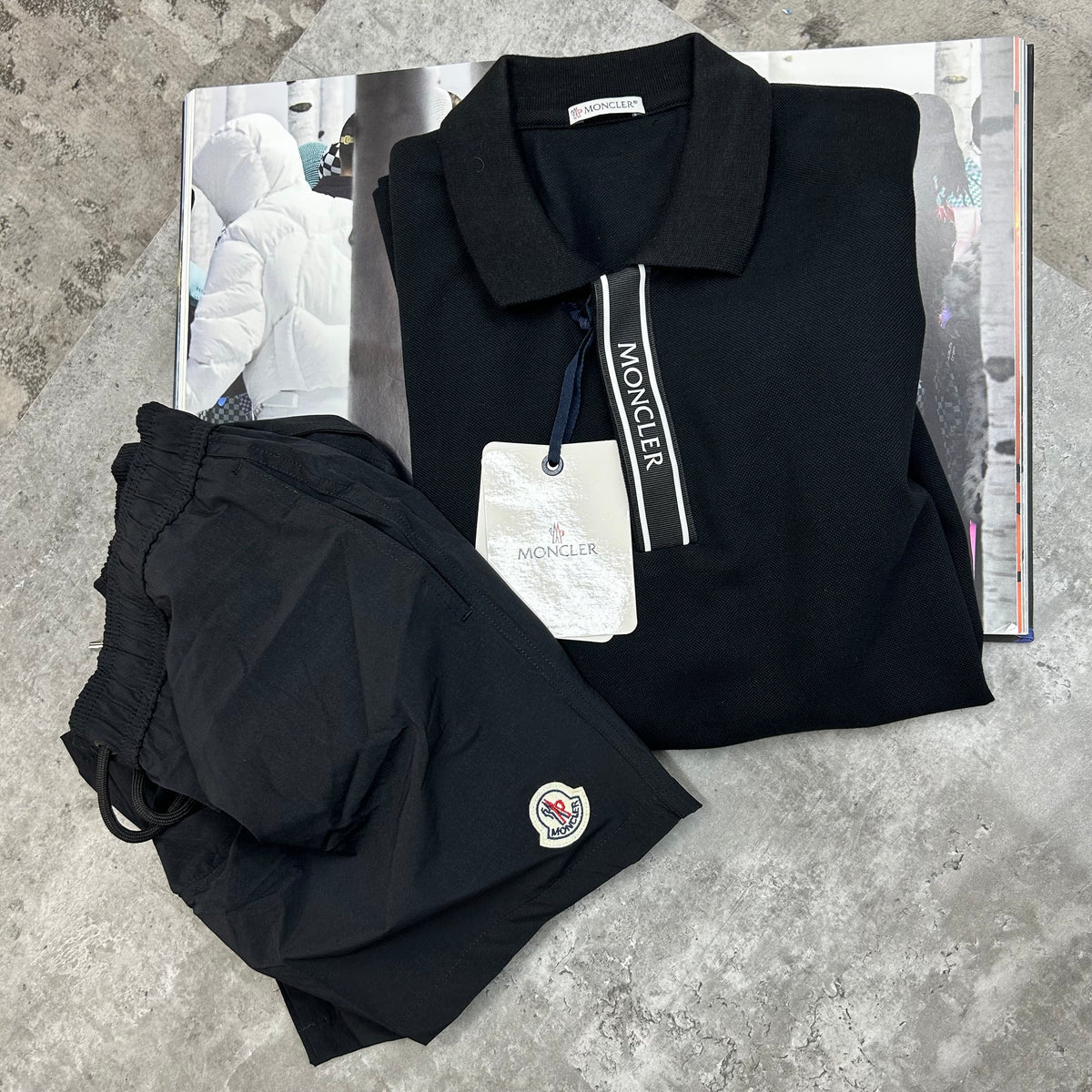 MONCLER POLO T SHIRT - BLACK