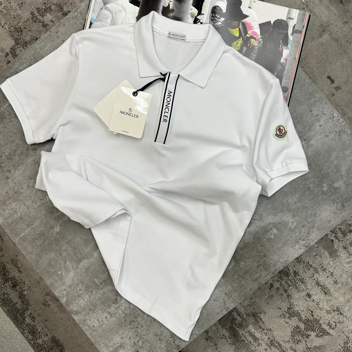 MONCLER POLO T SHIRT - WHITE