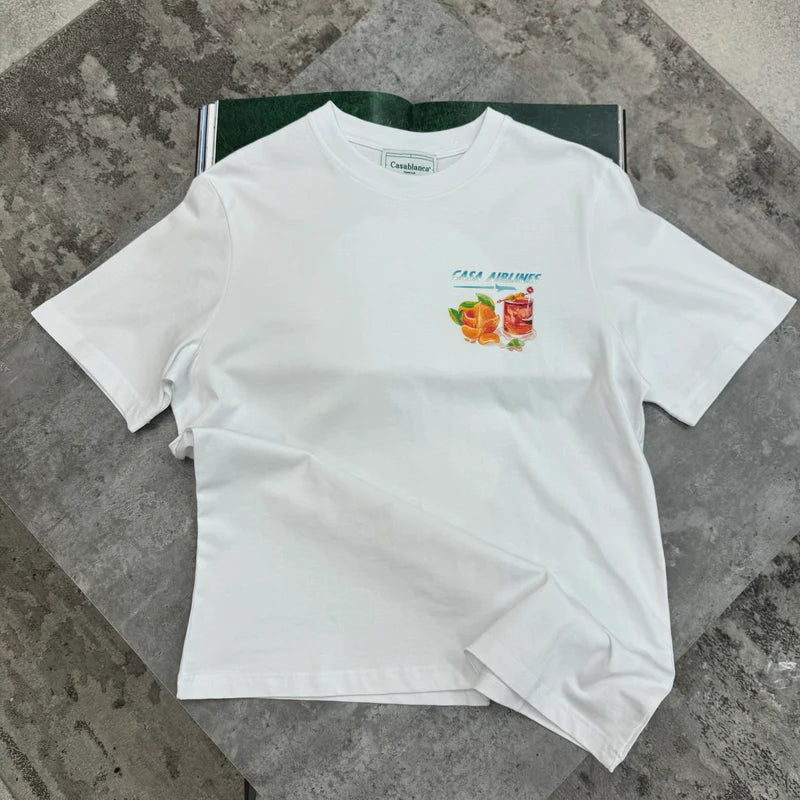 CASABLANCA AIRLINE T SHIRT - WHITE