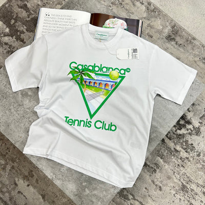 CASABLANCA TENNIS CLUB T SHIRT - WHITE/GREEN