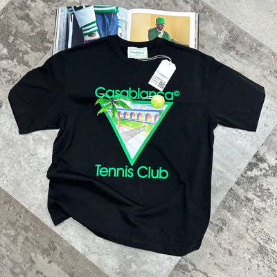 CASABLANCA TENNIS CLUB T SHIRT - BLACK/GREEN