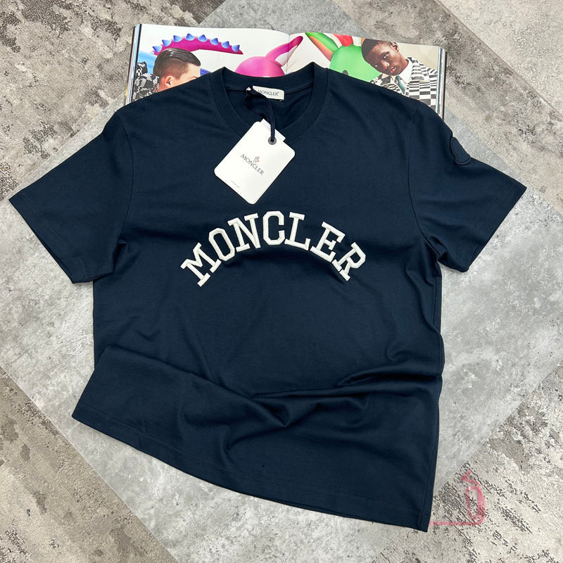 MONCLER EMBROIDED T SHIRT - NAVY