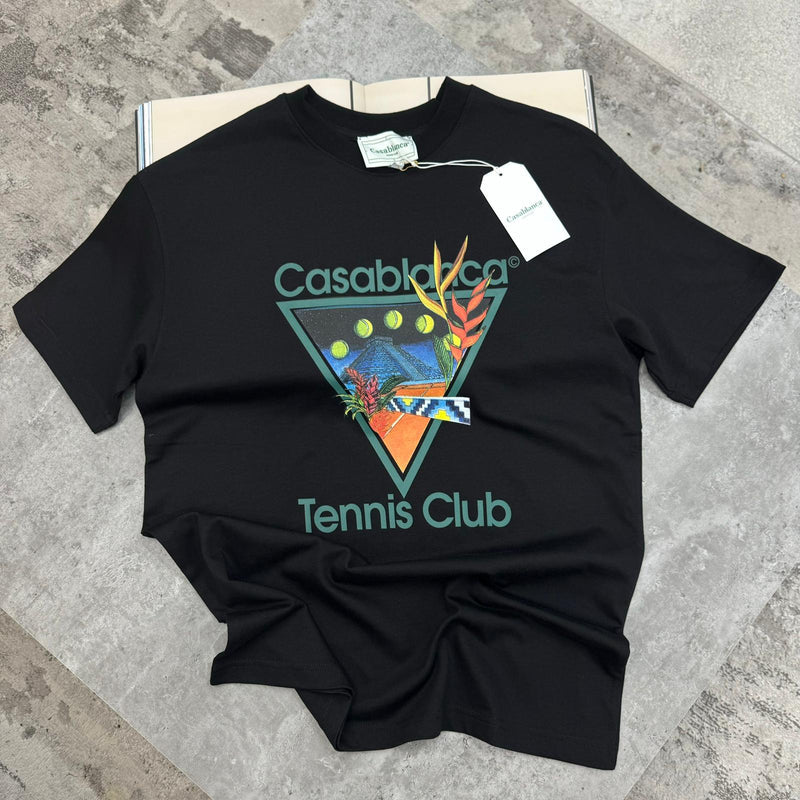 CASABLANCA MAYAN TENNIS CLUB T SHIRT - BLACK