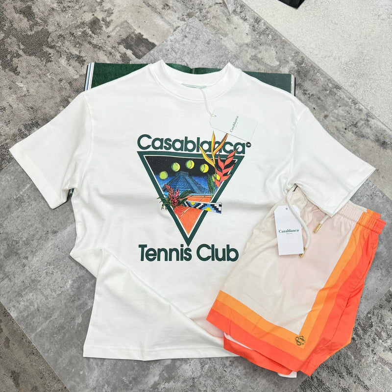 CASABLANCA MAYAN TENNIS CLUB T SHIRT - WHITE