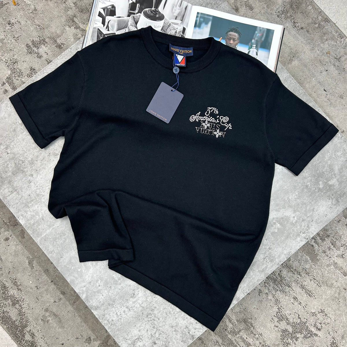 LOUIS VUITTON EMBELLISHED T SHIRT - BLACK