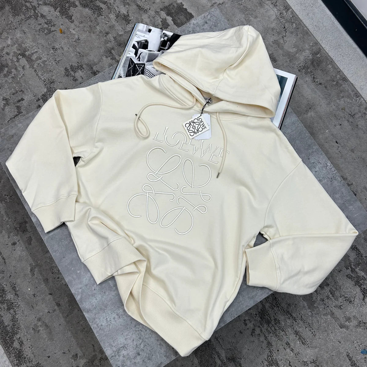 LOEWE BIG LOGO HOODIE - CREAM