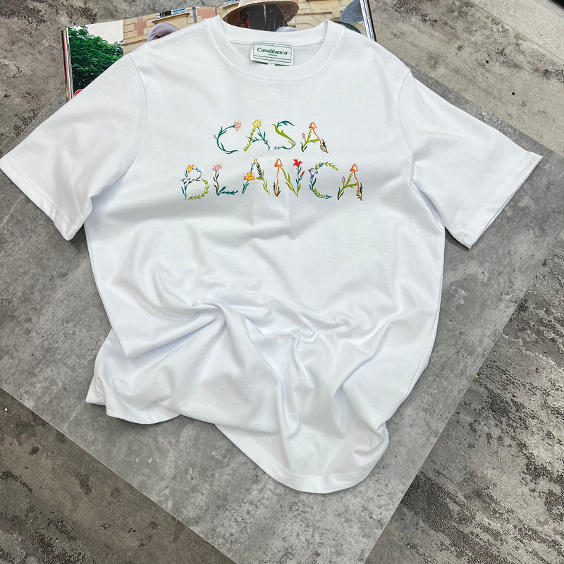 CASABLANCA FLOWER LOGO T-SHIRT - WHITE