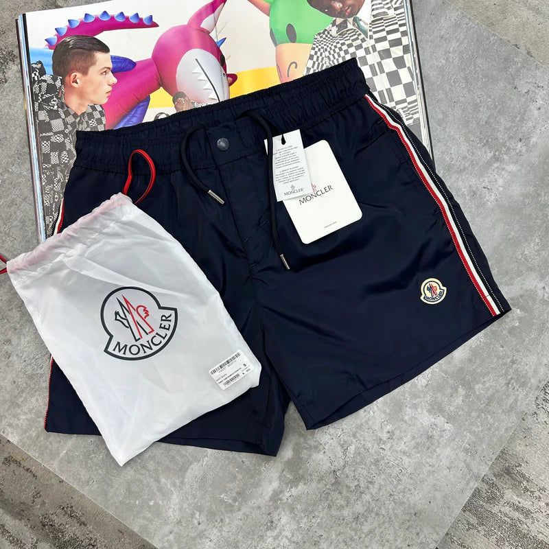 MONCLER STRIPE SWIM SHORTS - NAVY