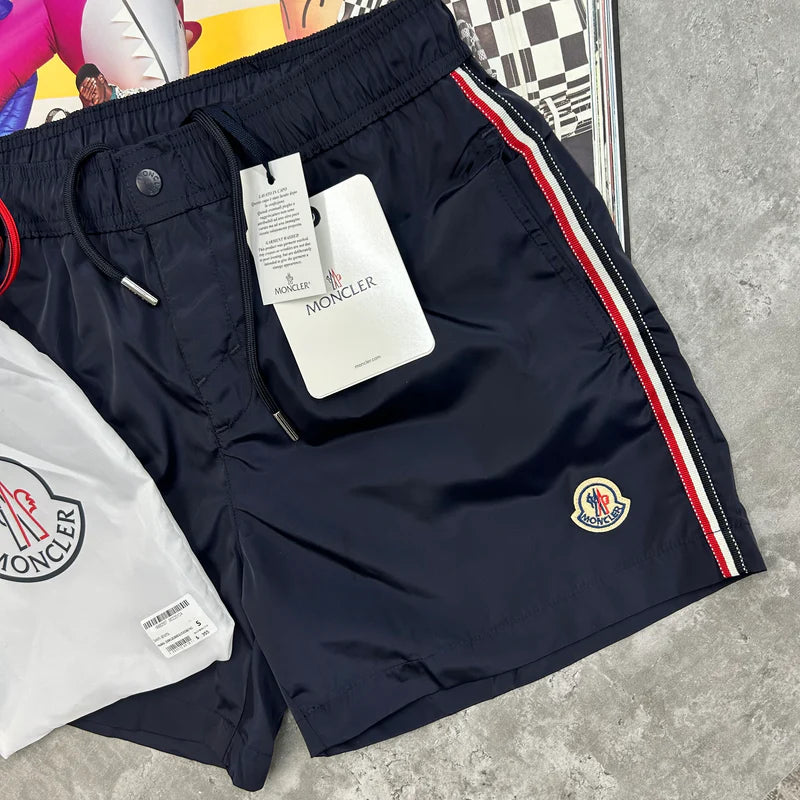 MONCLER STRIPE SWIM SHORTS - NAVY