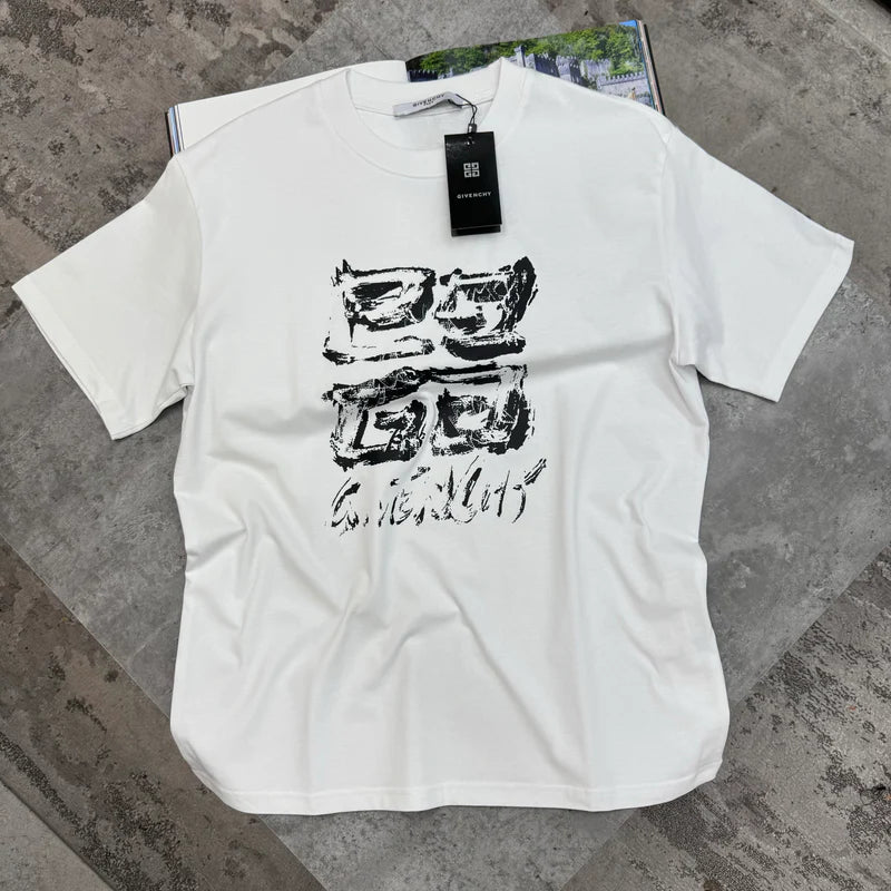 GIVENCHY BLACK LOGO T SHIRT - WHITE